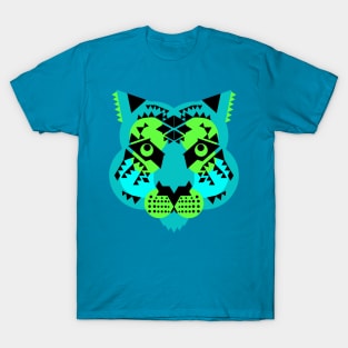 Tiger Face, Blue and Green T-Shirt